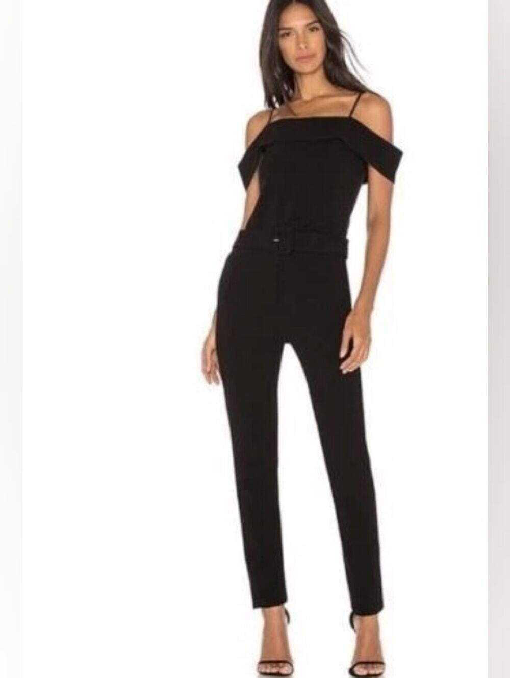 Theory Off The Shoulder Admiral Crepe Black Jumpsuit